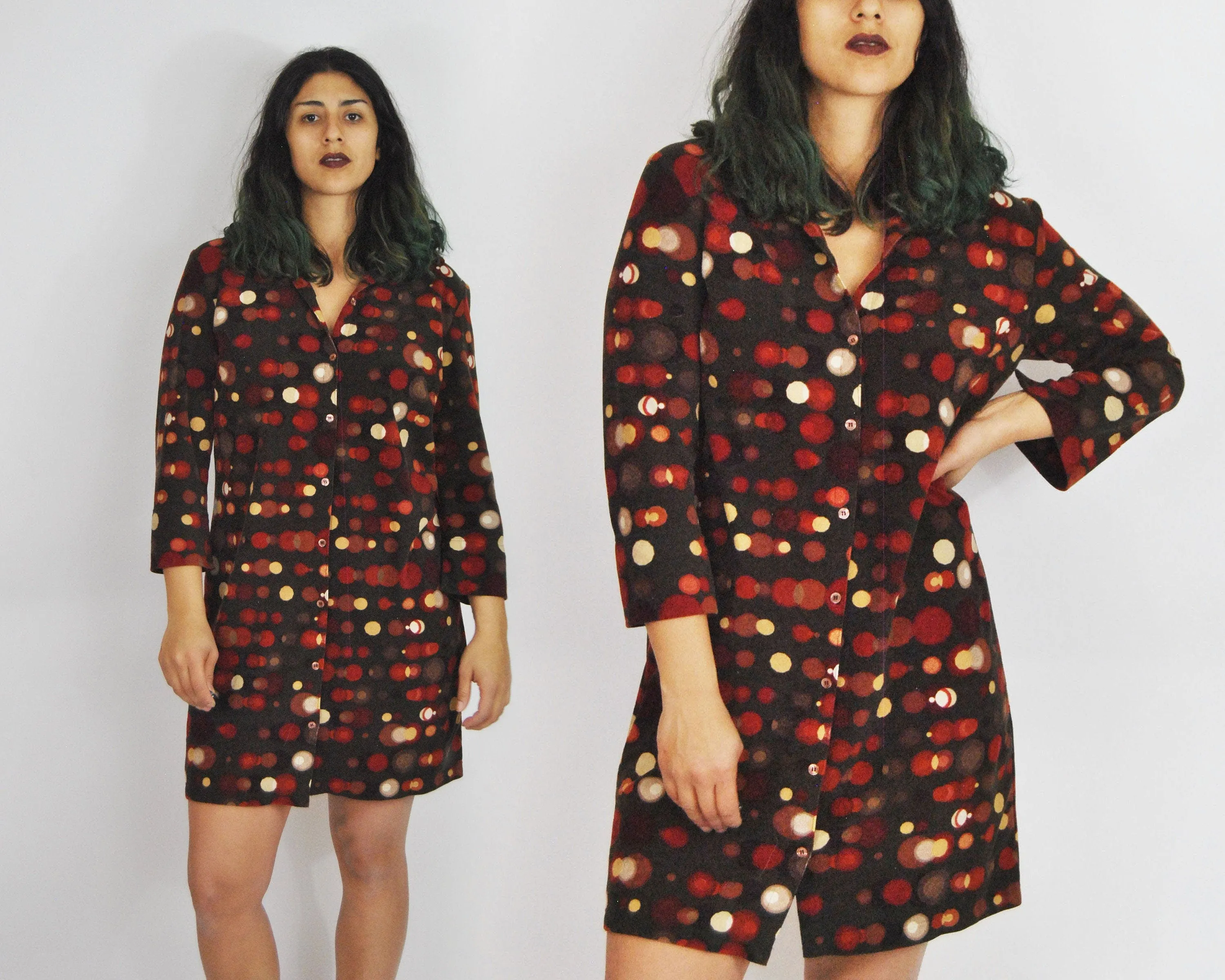 00's Polka Dotted Shirt Dress by Geisha