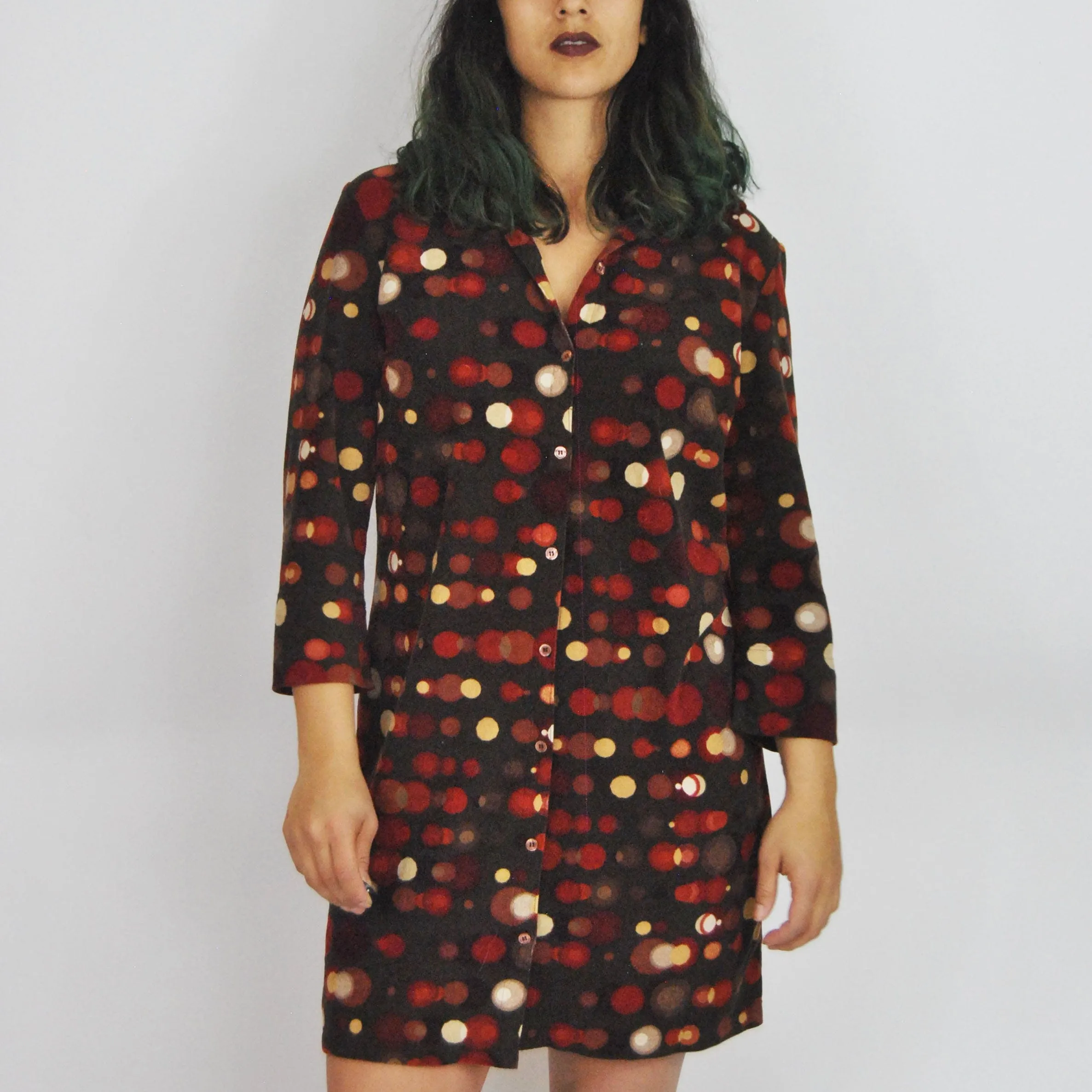 00's Polka Dotted Shirt Dress by Geisha