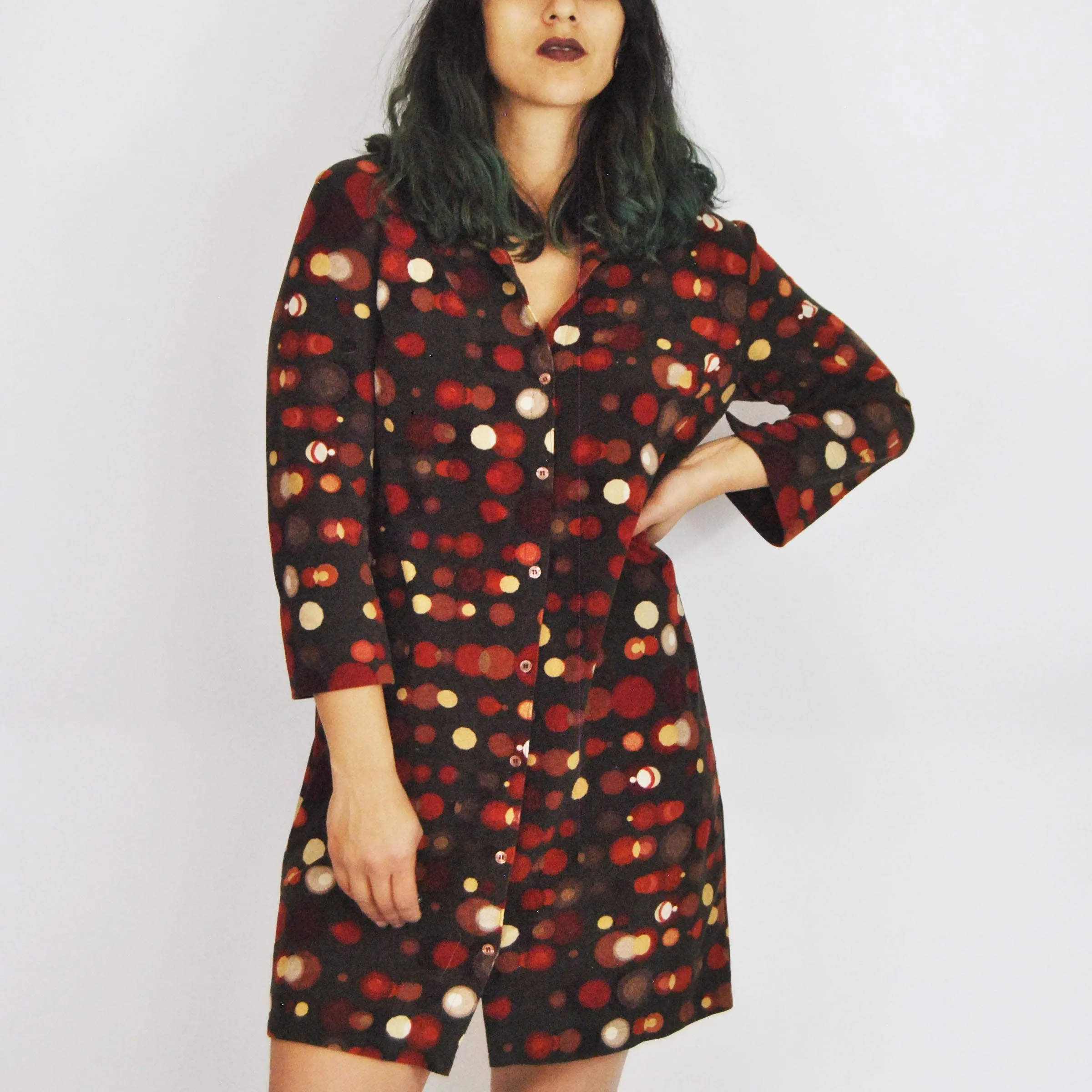 00's Polka Dotted Shirt Dress by Geisha
