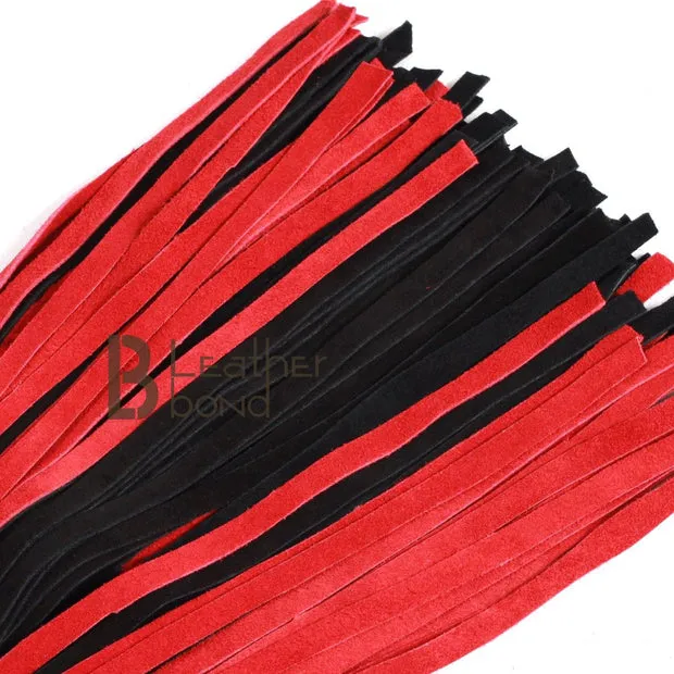 75 FALLS REAL GENUINE COWHIDE SUEDE LEATHER FLOGGER RED & BLACK HEAVY DUTY THUDDY WHIP