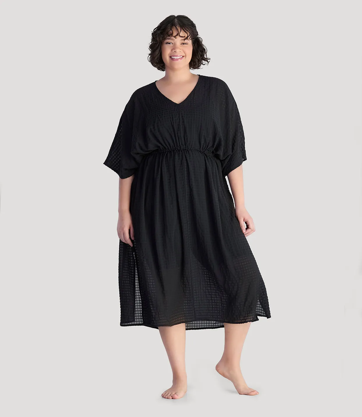 BellaStyle V-Neck Long Gathered Caftan