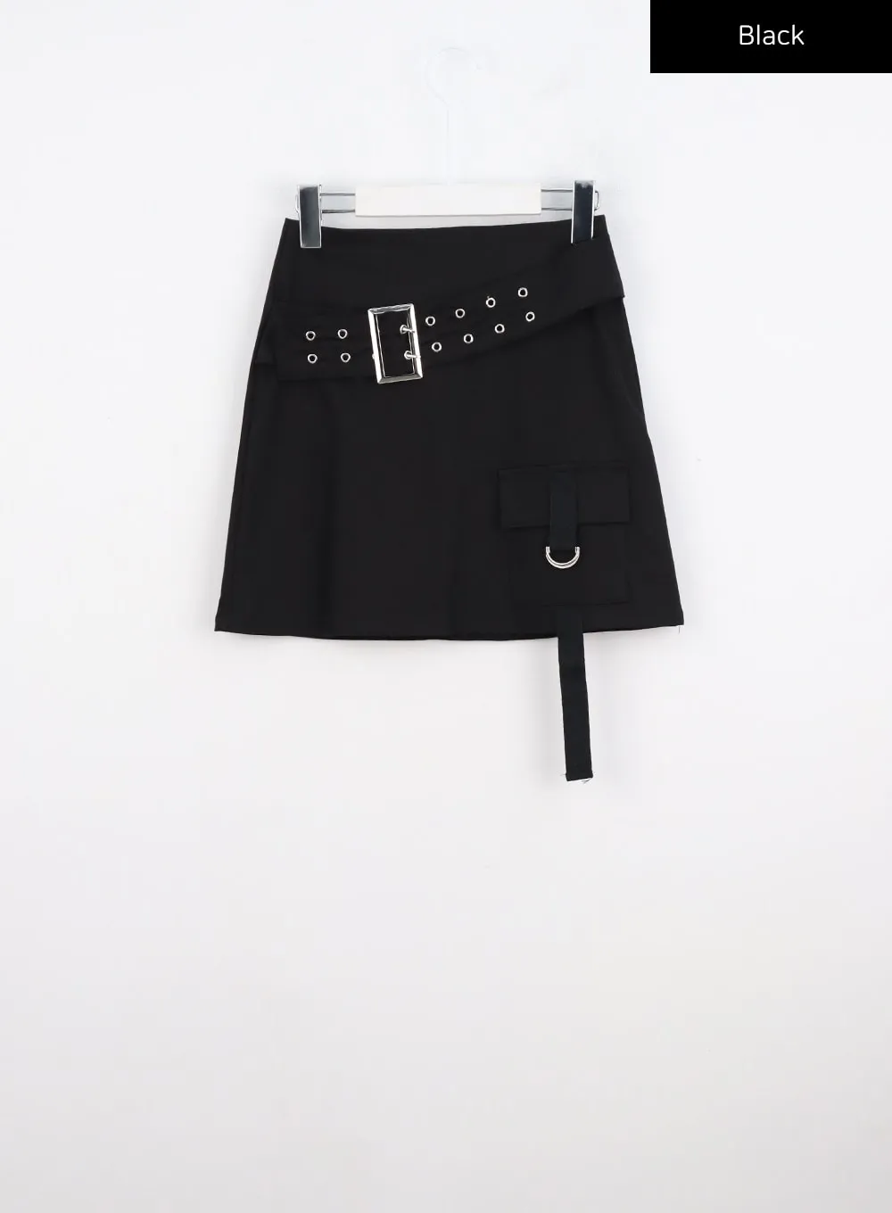 Buckle Waist Strap Pocket Mini Skirt CO327