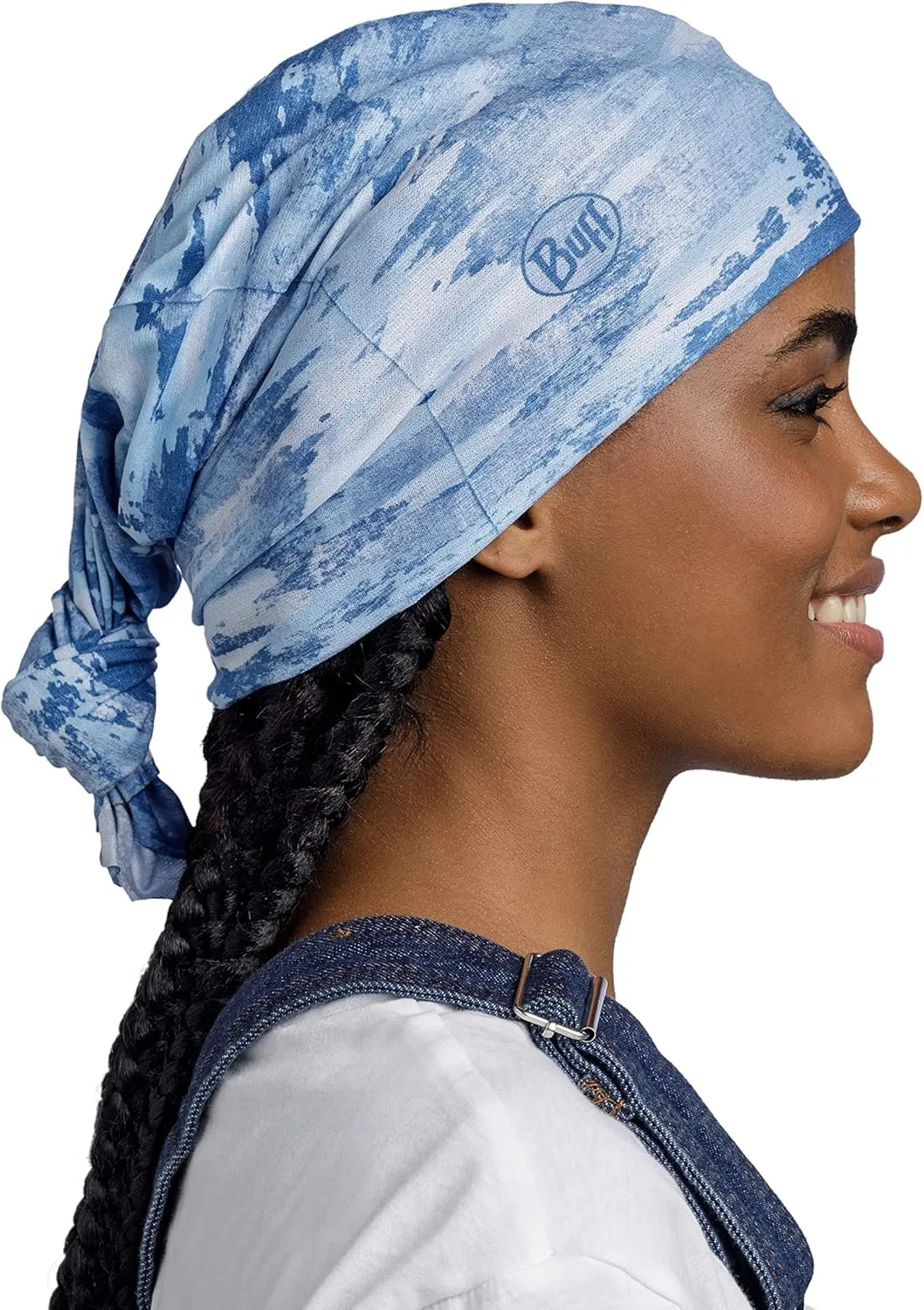 BUFF CoolNet UV Neck Gaiter, UPF 50 Sun Protection, Breathable, Versatile, Quick Dry Face Mask, Black & Blue, Adult Size