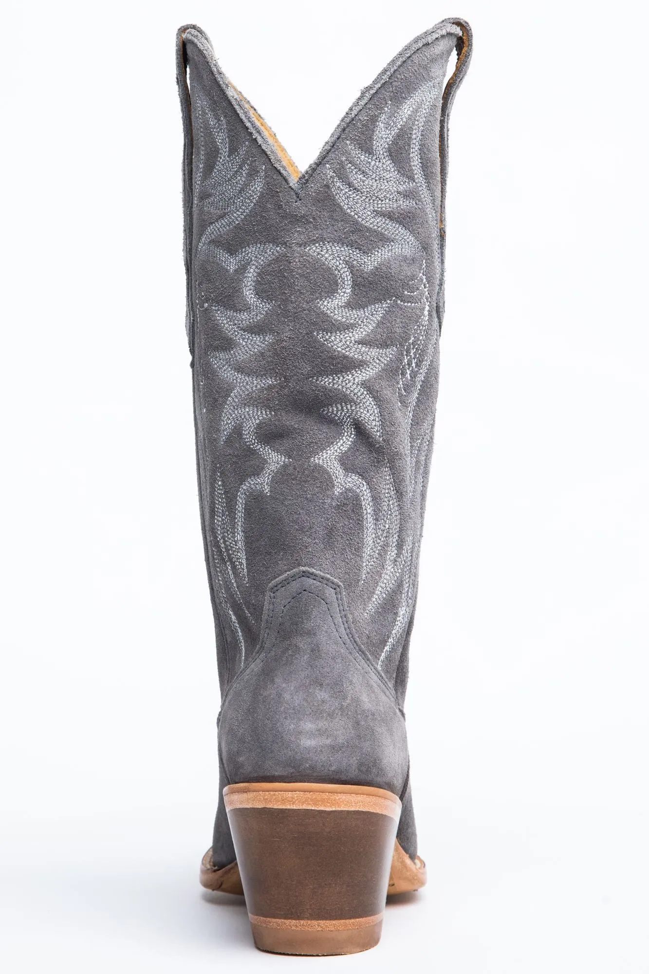 Charmed Life Grey Suede Western Boots - Round Toe