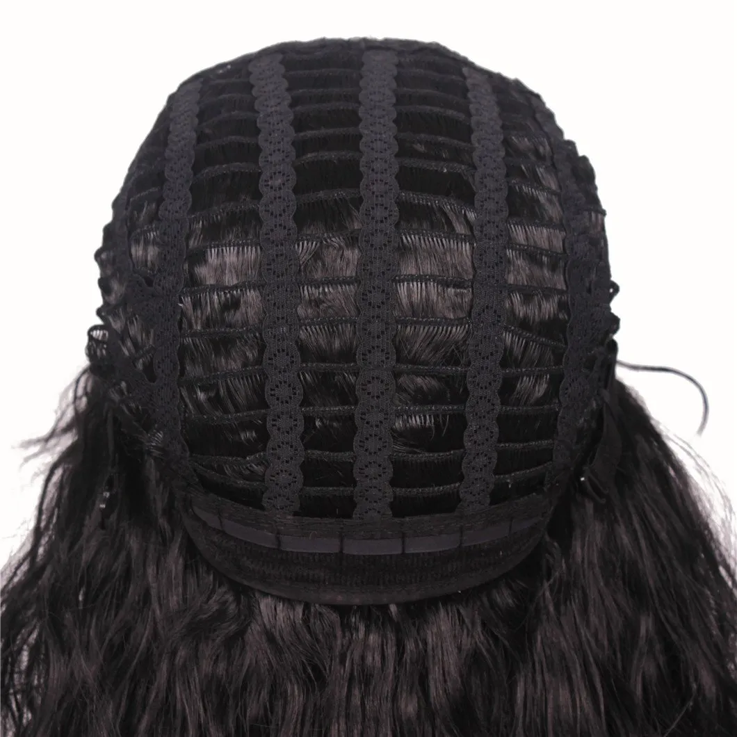FantaLook Mens 80S Long Curly Black Rocker Costume Wig