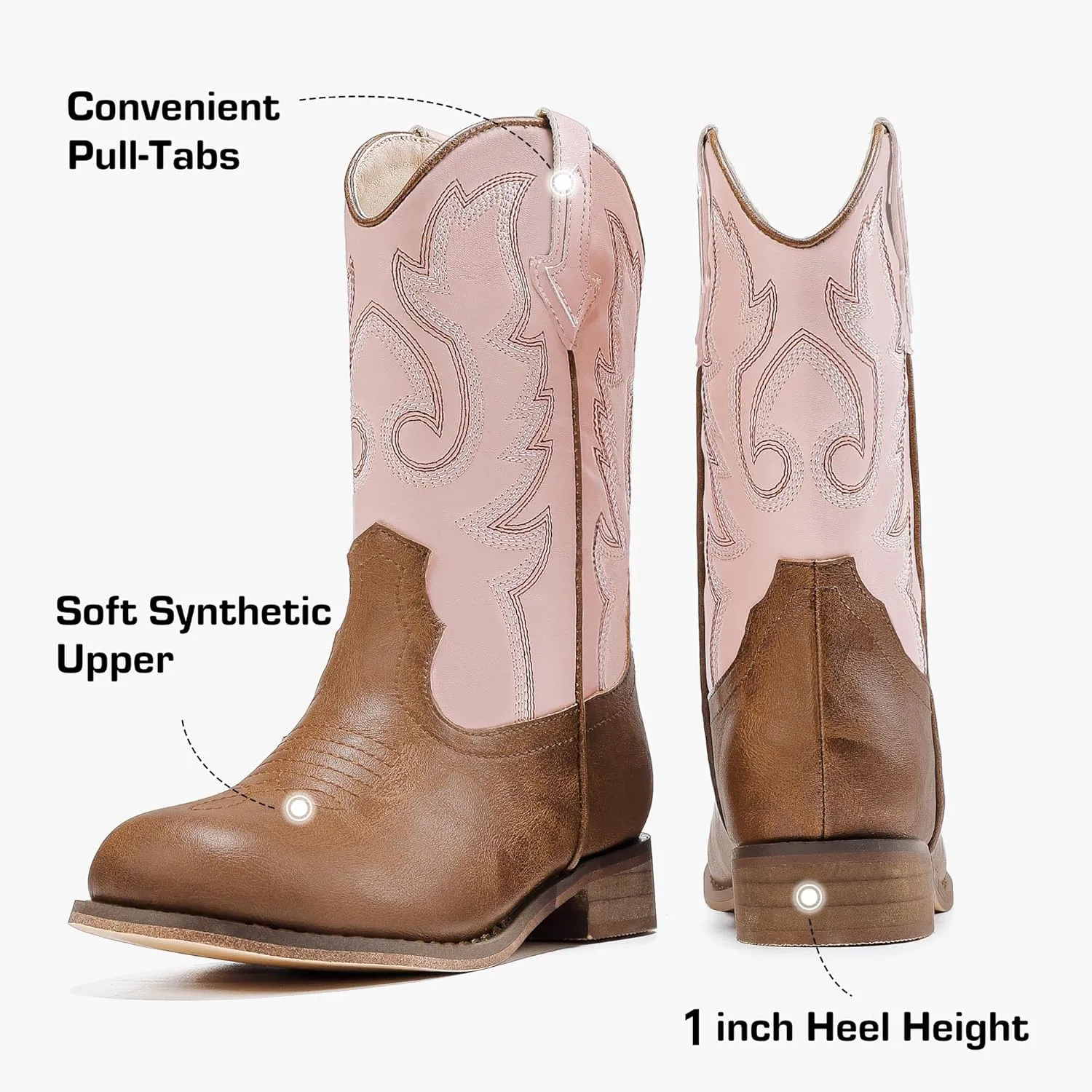 Girls Cowgirl Boots Unisex-Child Mid Calf Glitter Toddler Cowboy Boot Little Big Kids Western Riding Shoes