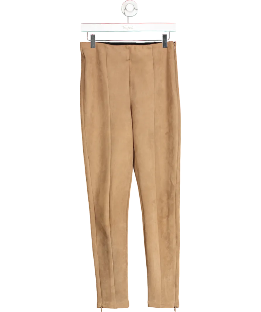 In The Style X Lorna Luxe Brown Suede Effect Leggings UK 12
