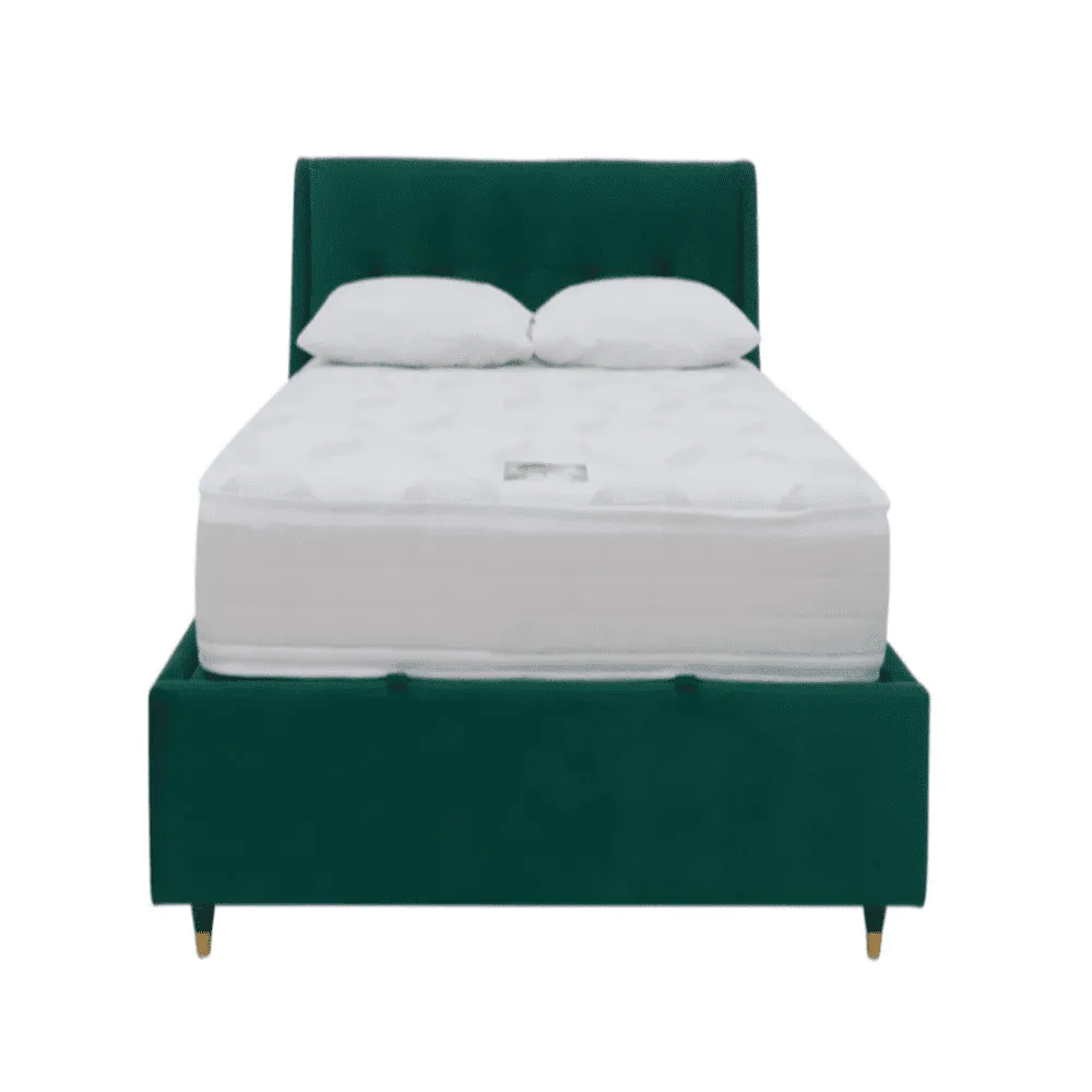 Javier Ottoman Bed With Storage in Green Suede