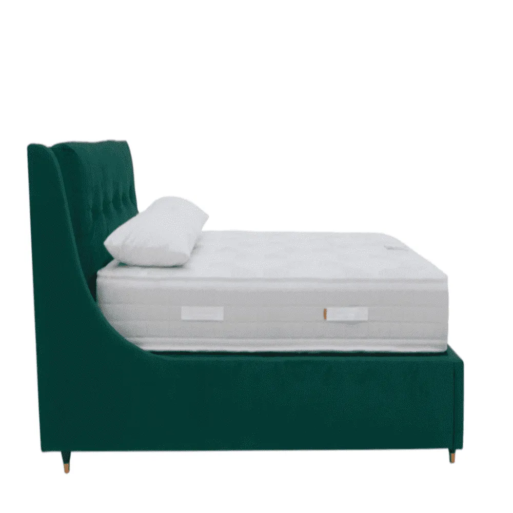 Javier Ottoman Bed With Storage in Green Suede