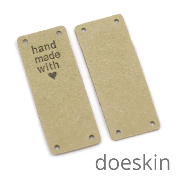 Labels/Tags Faux Suede Fold-Over: Hand Made with Heart