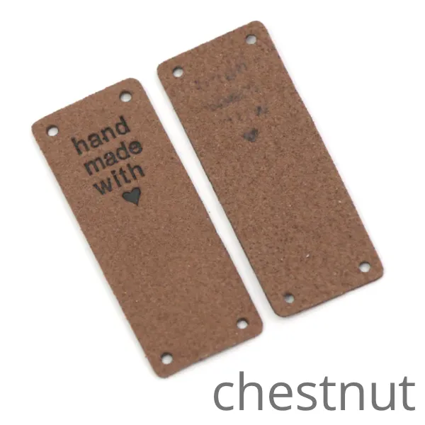 Labels/Tags Faux Suede Fold-Over: Hand Made with Heart