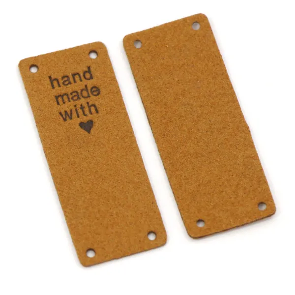 Labels/Tags Faux Suede Fold-Over: Hand Made with Heart