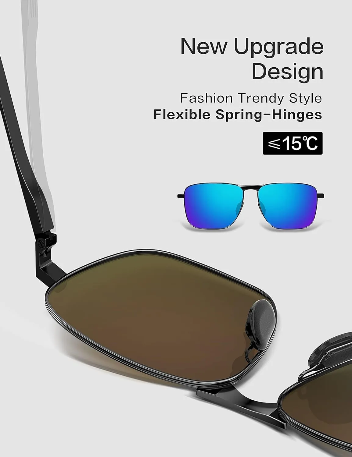 LUENX Rectangular Polarized Aviator Sunglasses for Men Retro Pilot Shades Driving UV400 Protection
