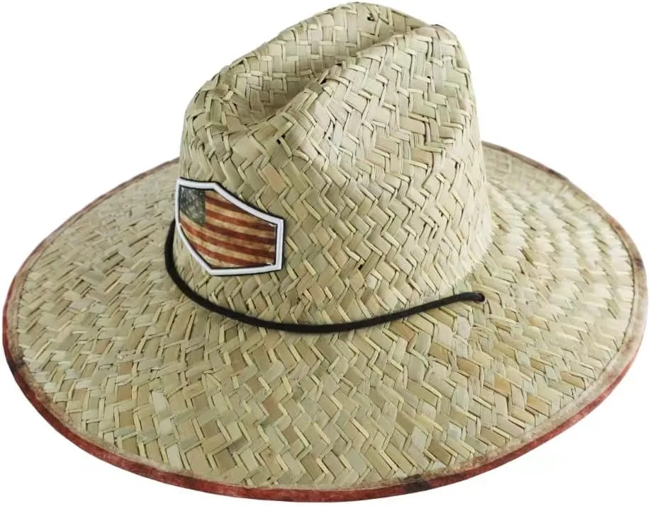 Men's and Wowen's Lifeguard Straw Hat Wide Brim Beach Hat Sun Protection Outdoor Hat for Fishing Hiking