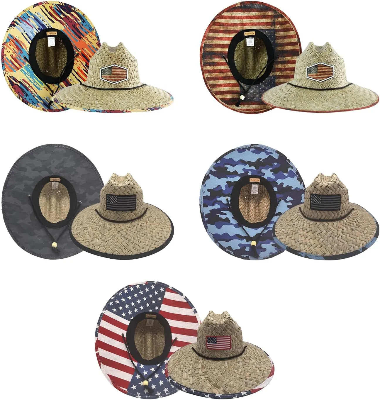Men's and Wowen's Lifeguard Straw Hat Wide Brim Beach Hat Sun Protection Outdoor Hat for Fishing Hiking