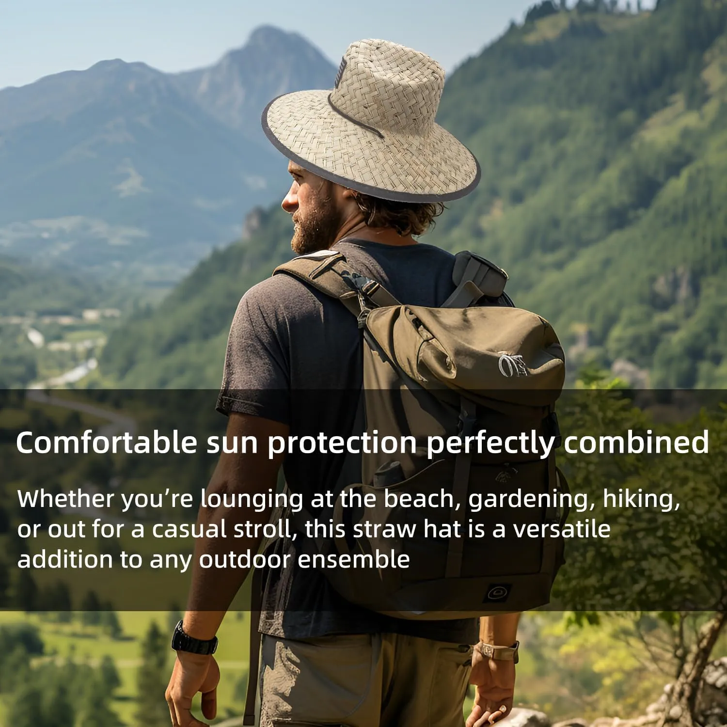 Men's and Wowen's Lifeguard Straw Hat Wide Brim Beach Hat Sun Protection Outdoor Hat for Fishing Hiking
