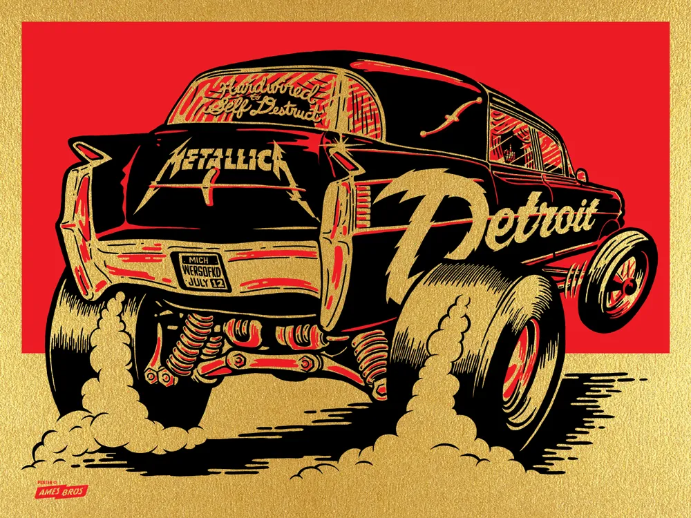 Metallica 2017 Comerica Park Detroit, MI Poster - Super Gold Edition of 70