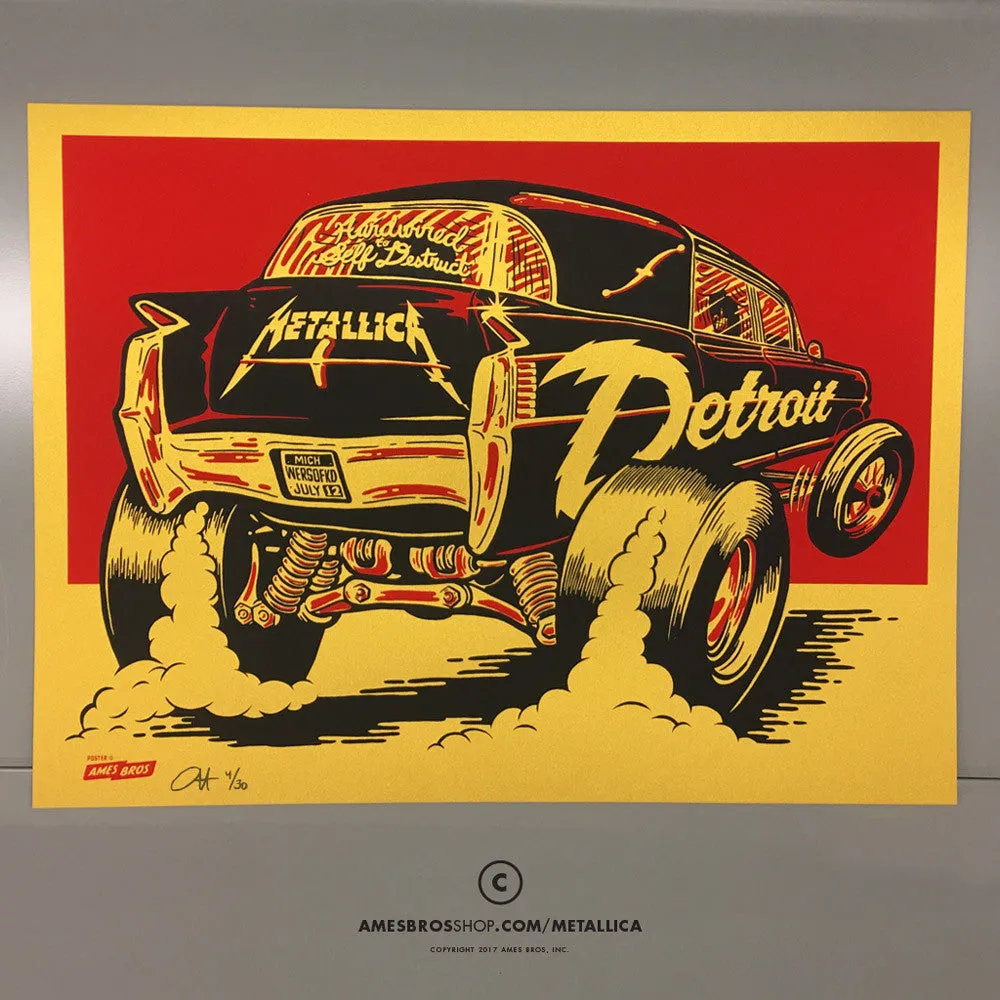 Metallica 2017 Comerica Park Detroit, MI Poster - Super Gold Edition of 70