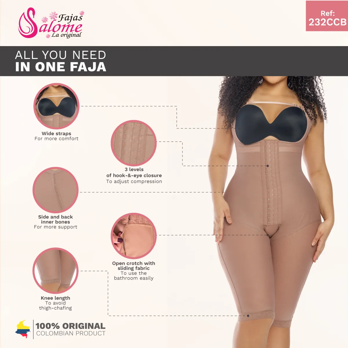 Salome 232-CCB | Full Body Shaper Faja w/ Butt Lifter and Waist Shaper